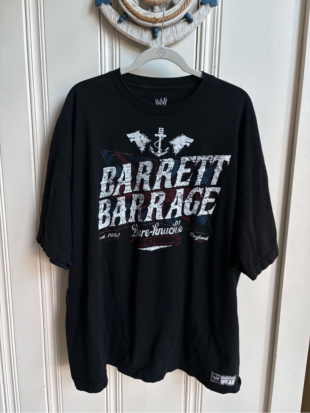 WWE Barrett Barrage Black Graphic Tee with White and Red Accents 3X